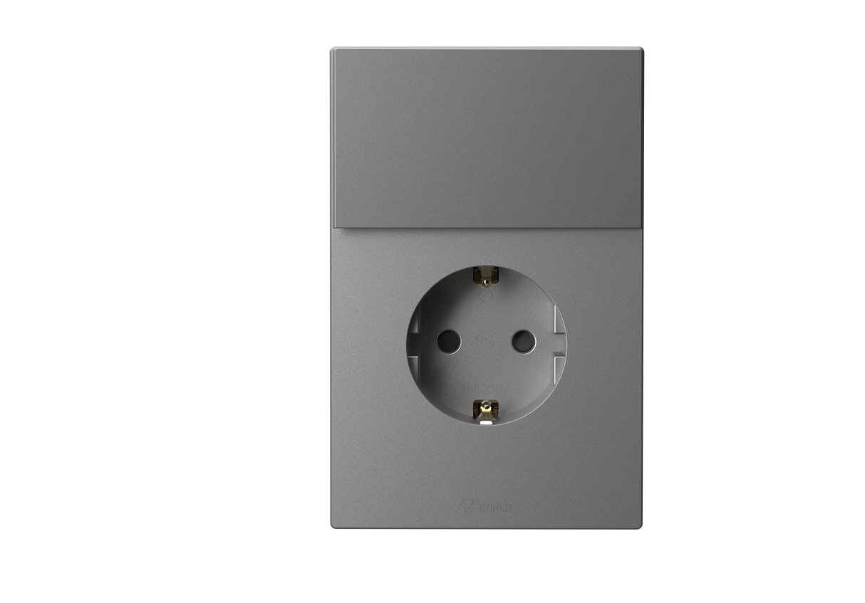 1 Gang Schuko Socket with 1 Way Switch