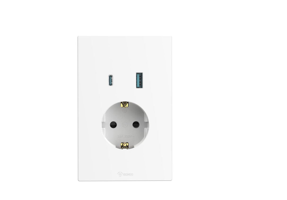 1 Gang Schuko + 2 USB Socket