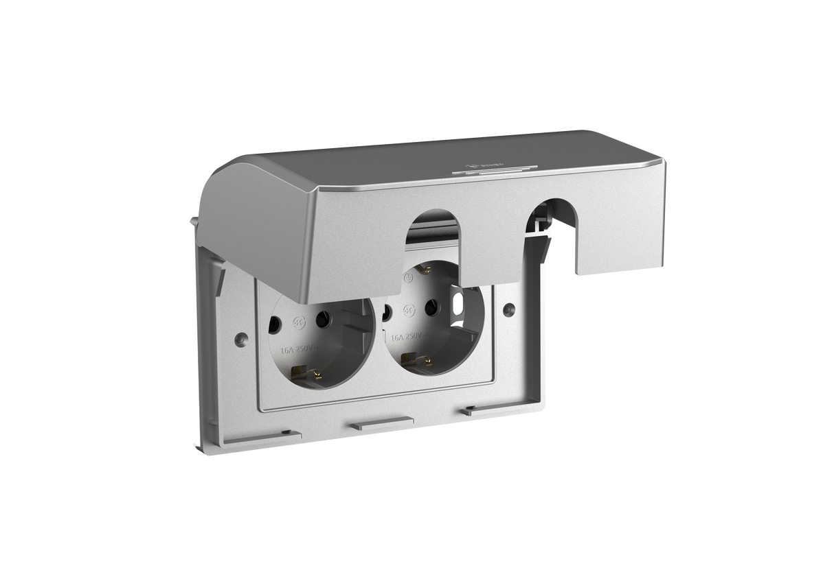 2 Gang Schuko Socket with Waterproof