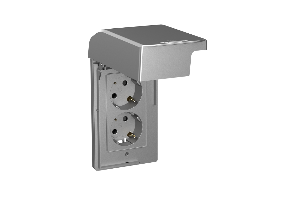 2 Gang Schuko Socket with Waterproof