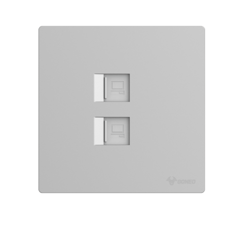 GG37T222 Light Grey - 2-Gang Computer Wall Socket