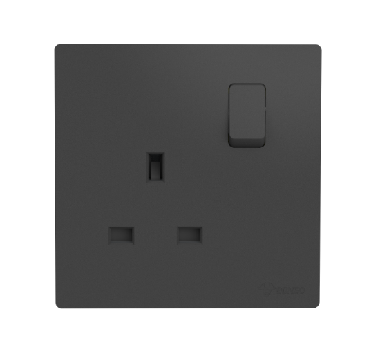 EG37E204 Dark Grey - 1-Way Switch & Wall Socket