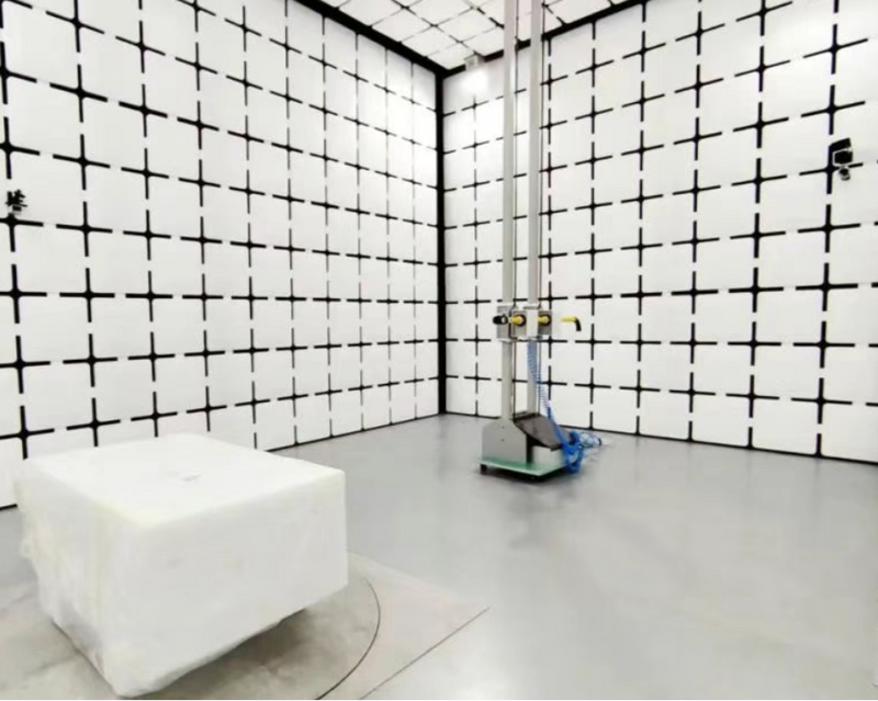 Sample Setup: Secure sample on turntable aligned with test antenna.