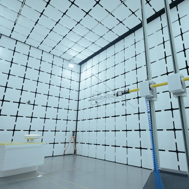 Sample Setup: Secure sample on turntable aligned with test antenna.