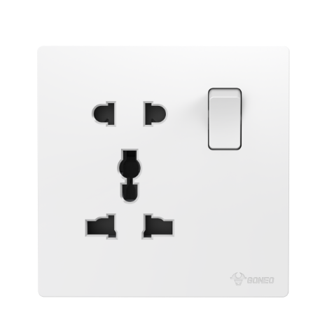 GG37E016 White - Socket Universal 1 Tombol