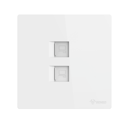 GG37T222 White - 2-Gang Computer Wall Socket