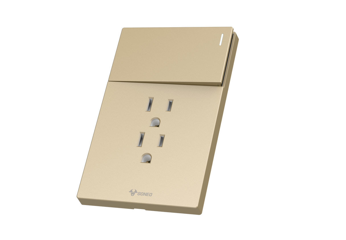 MG01E003 1 Gang Socket + 1 Gang 1 Way Illuminated Switch