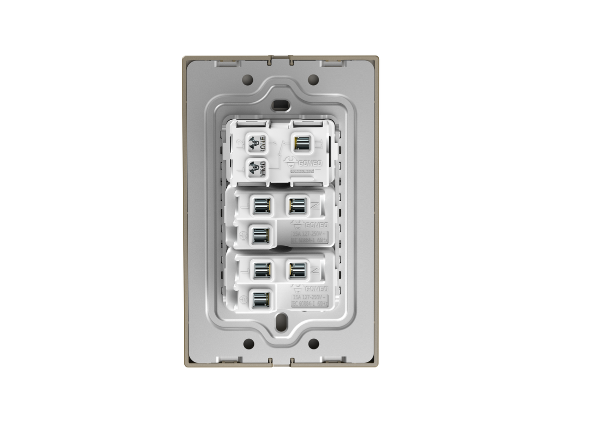 MG01E004 2 Gang Socket + 1 Gang 2 Way Illuminated Switch