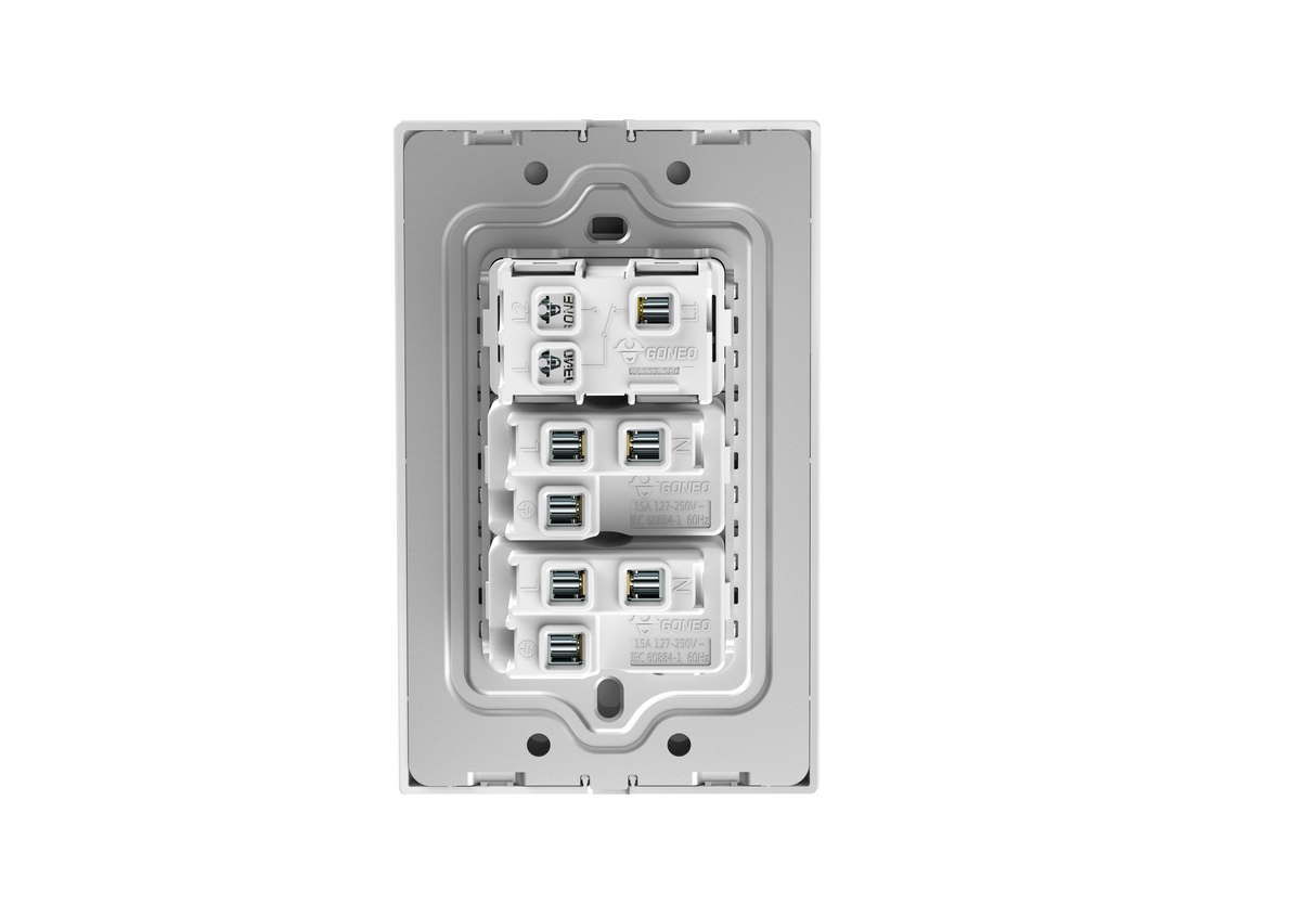 MG01E004 2 Gang Socket + 1 Gang 2 Way Illuminated Switch