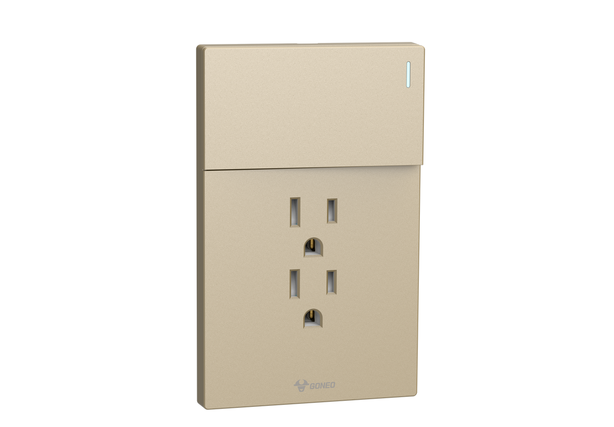 MG01E004 2 Gang Socket + 1 Gang 2 Way Illuminated Switch