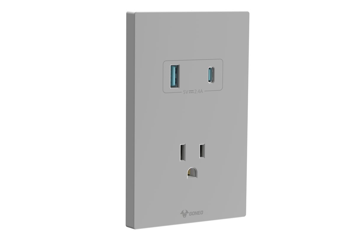 MG01E305 1 Gang Socket + 2 USB Set Switch