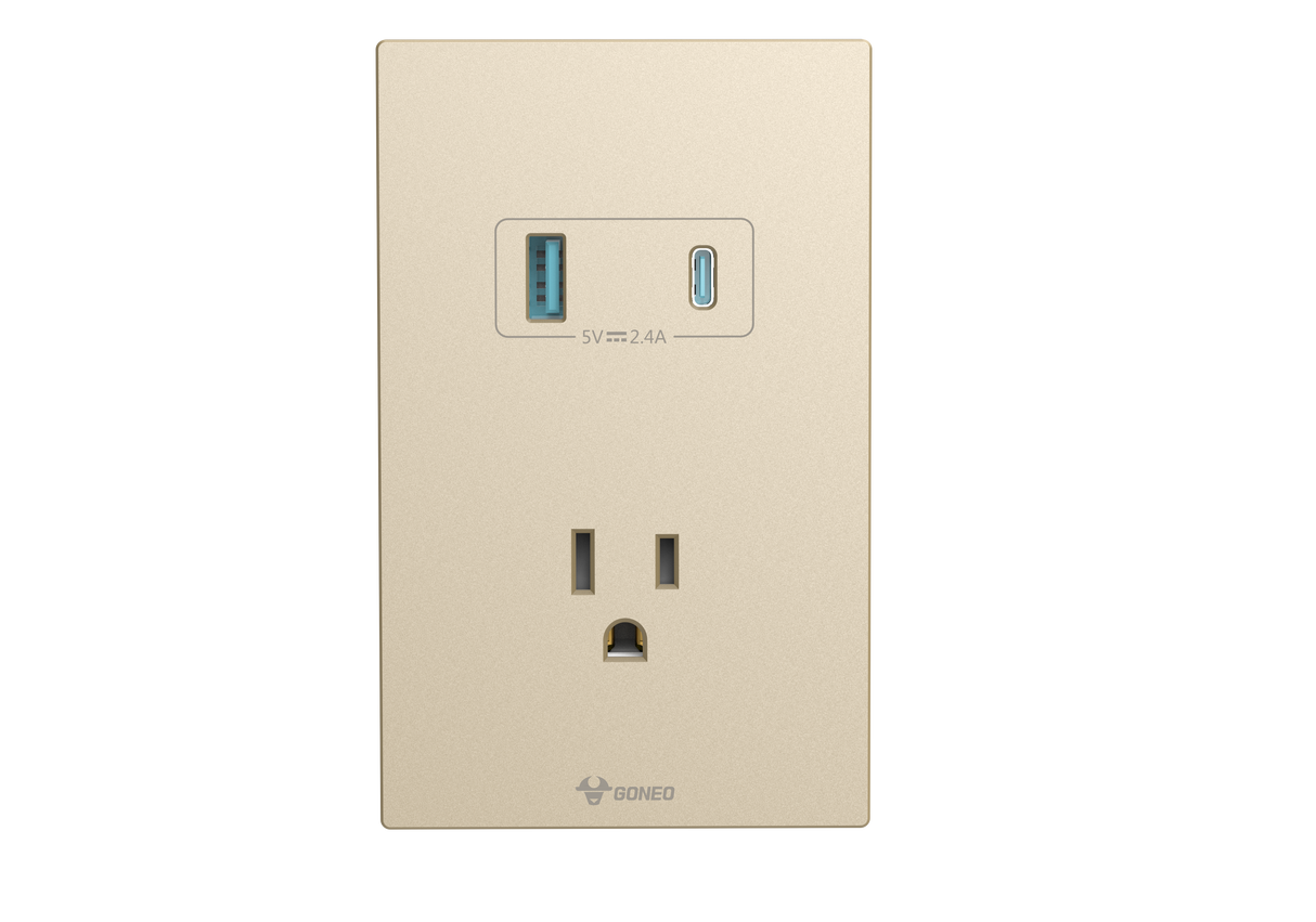 MG01E305 1 Gang Socket + 2 USB Set Switch